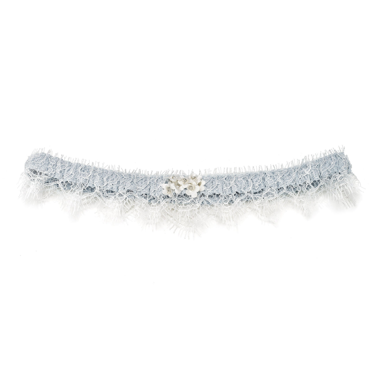 Blue silk wedding garter, Handmade in Truro, Cornwall, UK