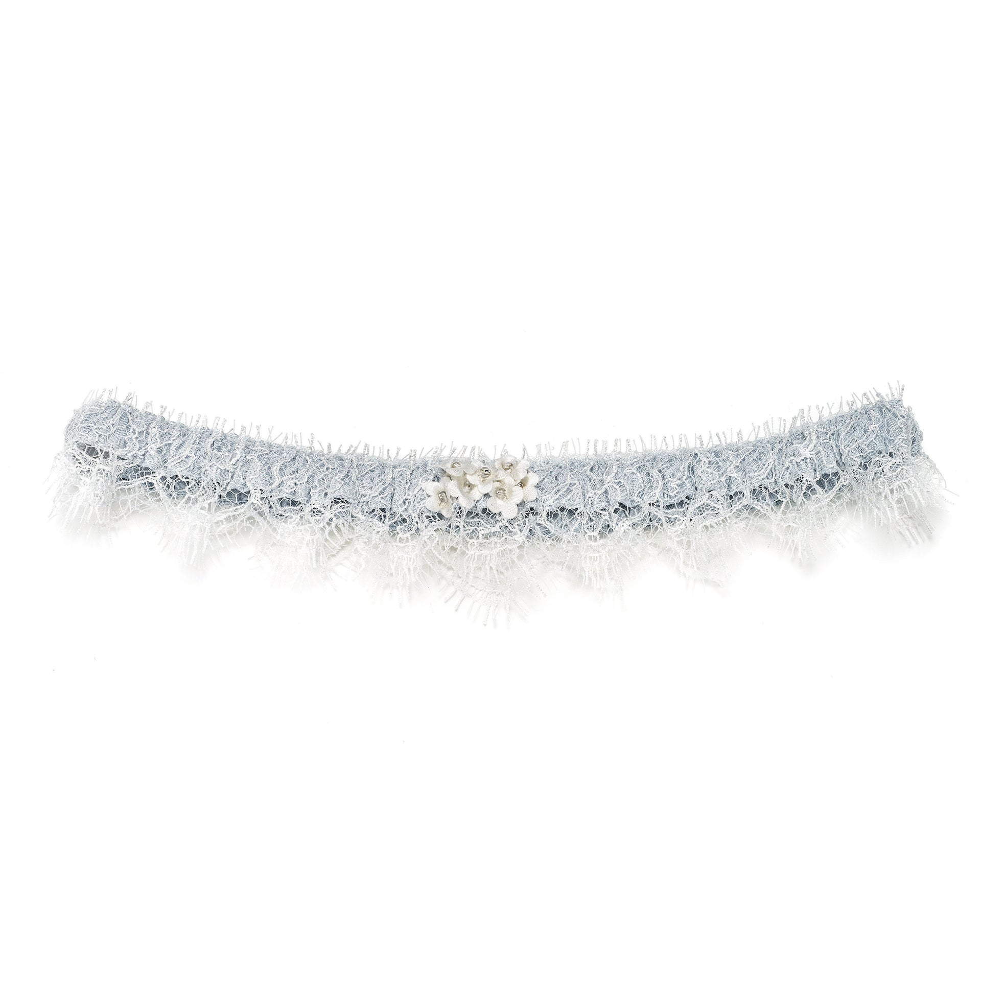Blue silk wedding garter, Handmade in Truro, Cornwall, UK