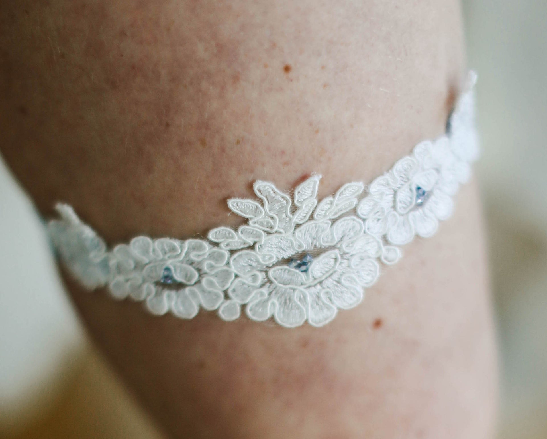 Hand beaded French lace wedding garters UK Handmade in Cornwall. Luxury velvet wedding garters UK