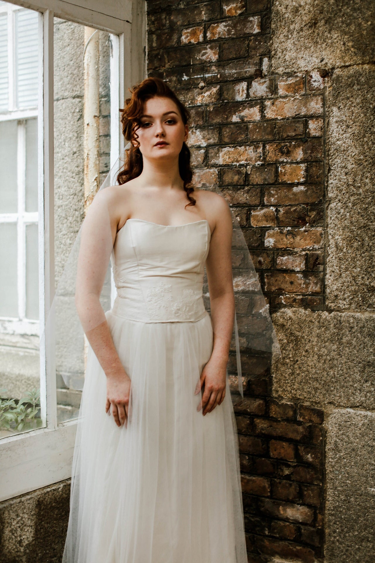 Simple wedding veil with no gather. Handmade in Truro Cornwall UK