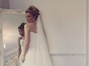 Bespoke long tulle wedding veil, handmade in Truro Cornwall UK