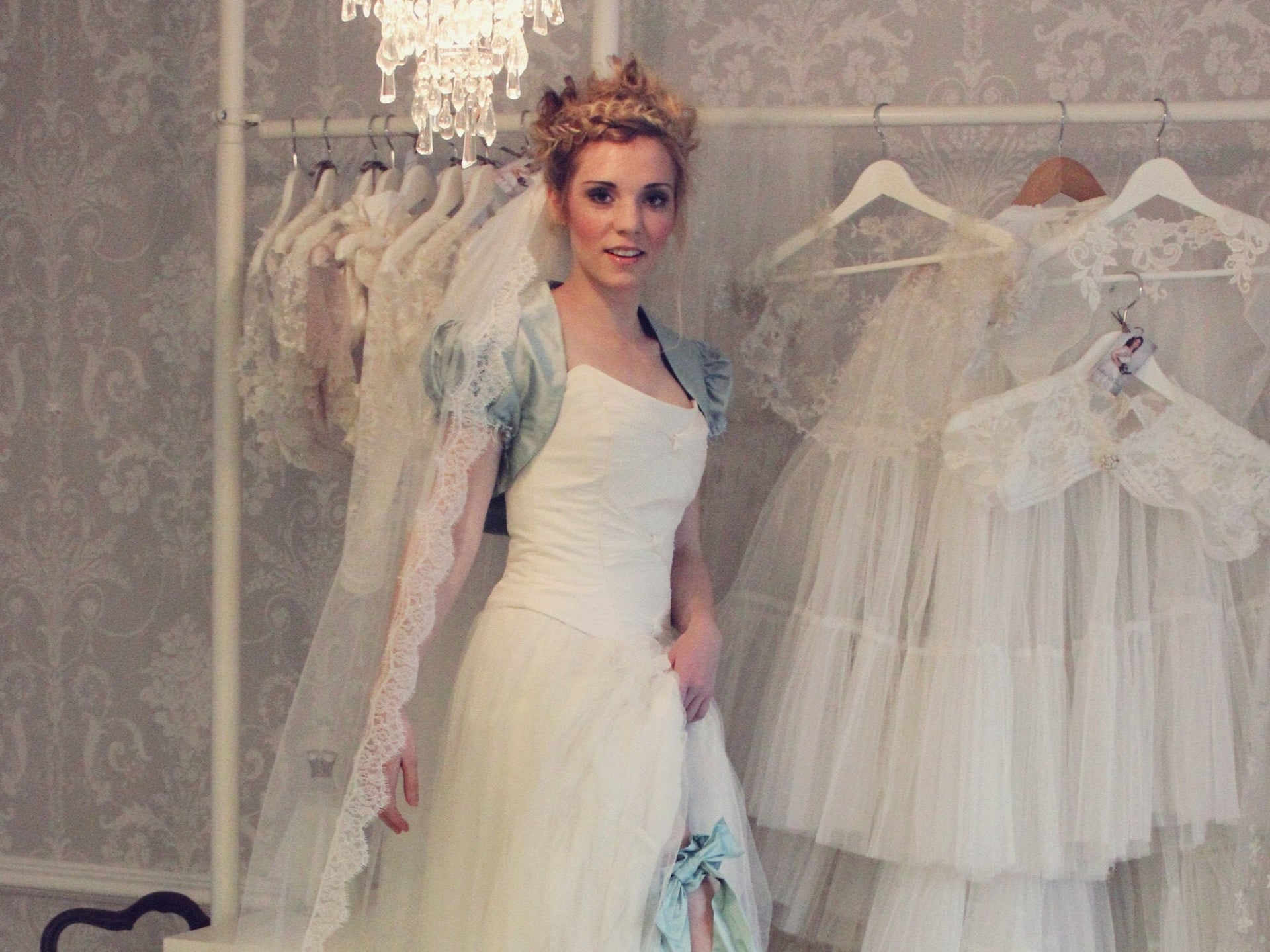 Long chapel length wedding veil, Truro, Cornwall, UK