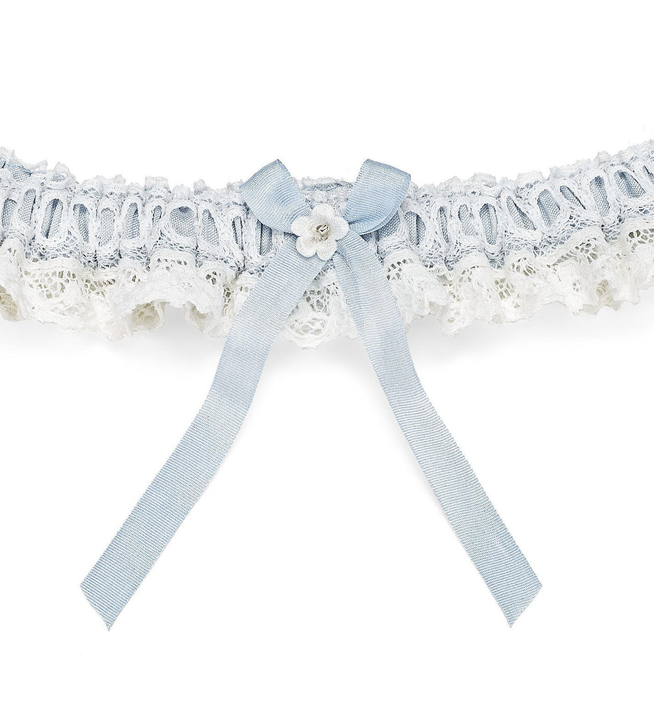 Blue silk wedding garters, Cornwall, UK