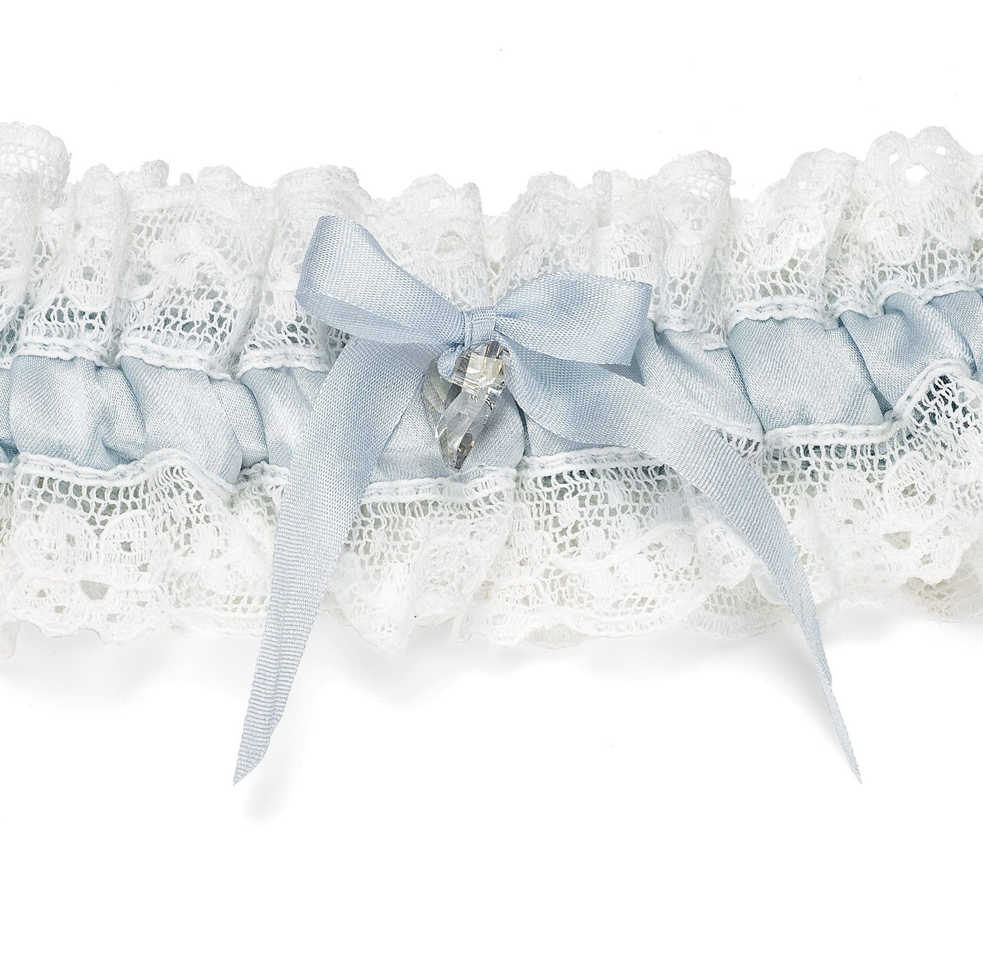 Silk bow blue wedding garters UK, handmade in Truro Cornwall