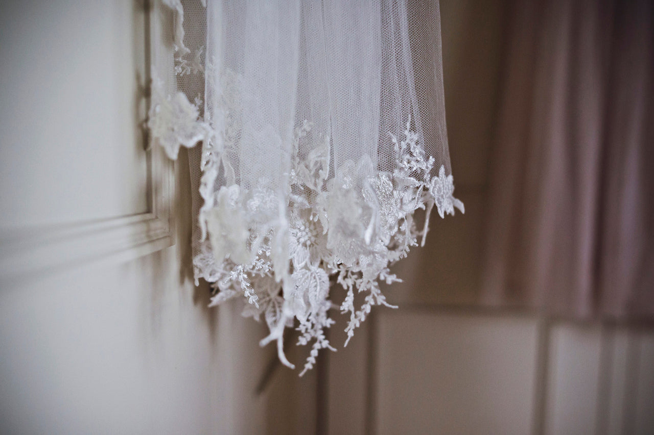 Handmade lace wedged wedding veils, Truro Cornwall UK