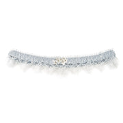 Blue silk wedding garter, Handmade in Truro, Cornwall, UK