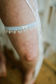 Something blue, handmade silk and lace wedding garters, made in Cornwall, made in  the UK