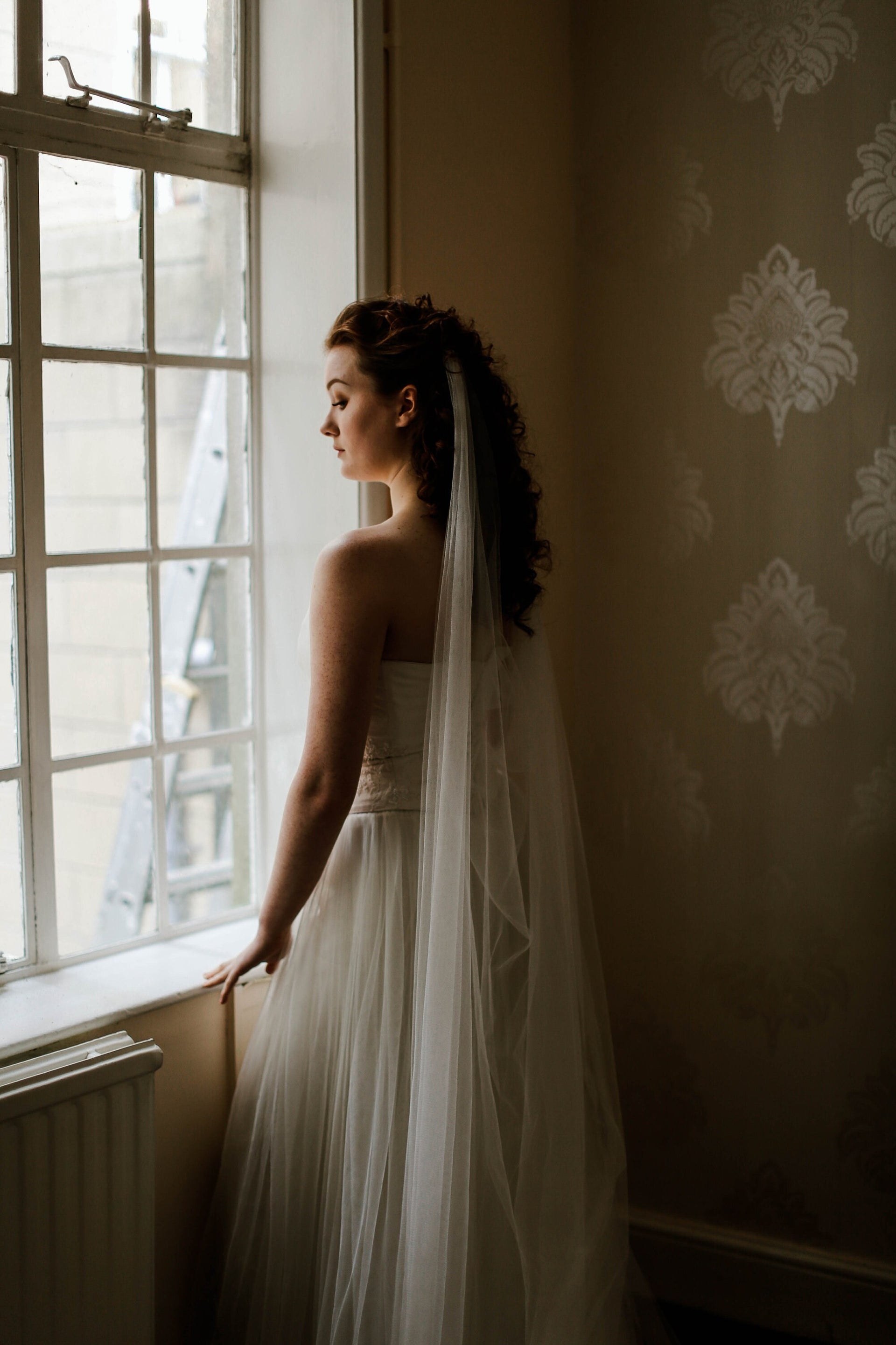 Draped wedding veil handmade in Truro, Cornwall