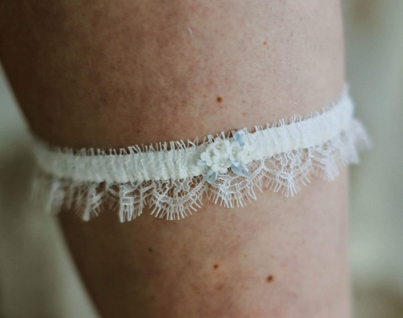 Ivory French lace wedding garter