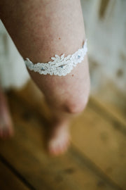 Slim wedding garter with Swarovski crystals, Handmade in Truro, UK